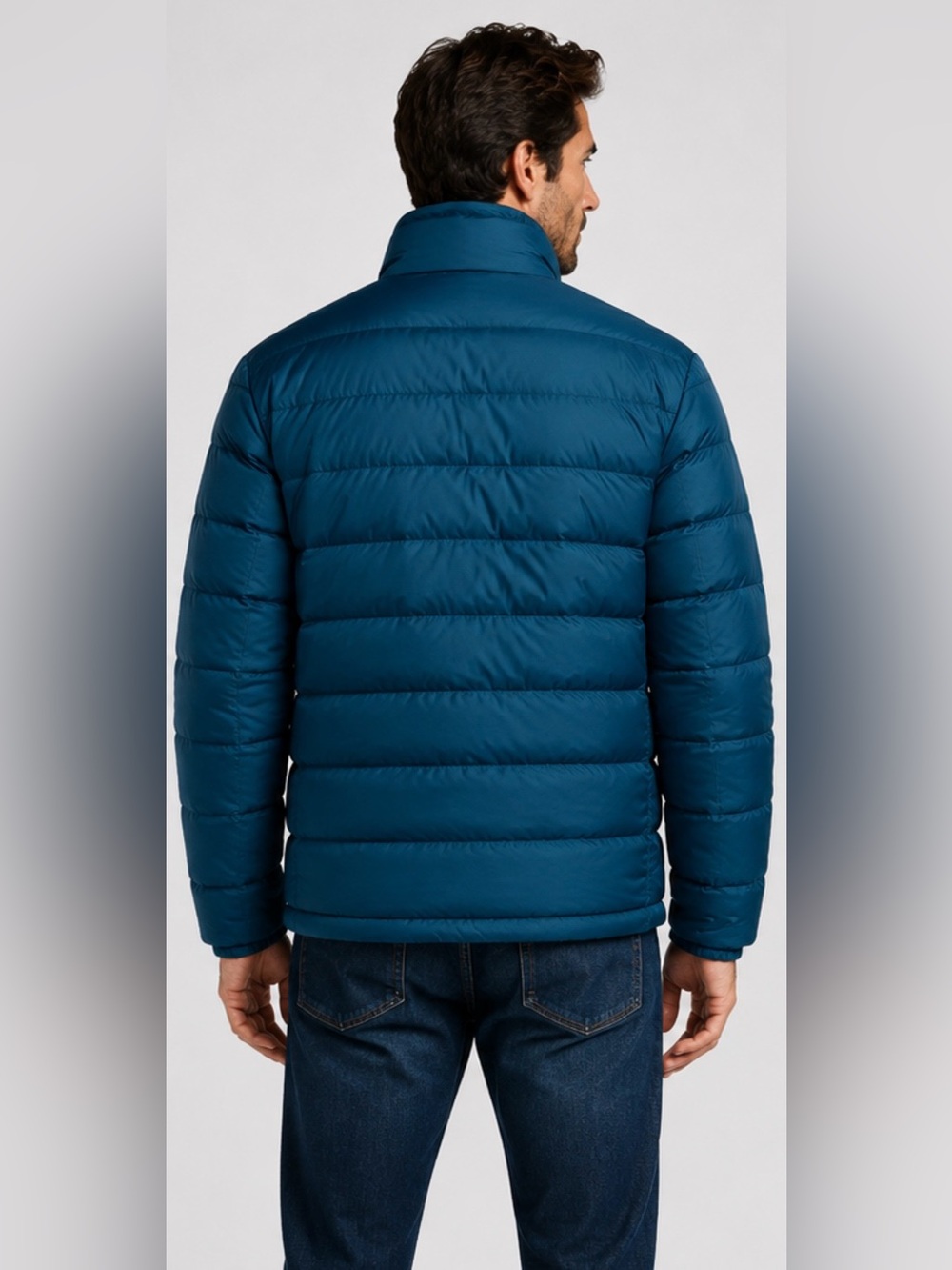 LANDSEND Mens Down Puffer Jacket 600 Fill Power Water Resistant Down Baltic Teal - Picture 2 of 3